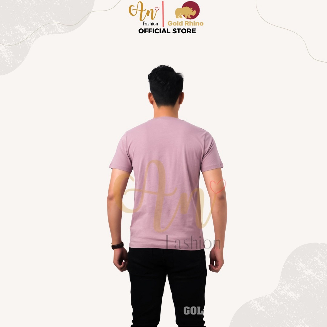Alternative view of Áo Thun Nam Cổ Tròn Màu Hồng Sakura 100% Cotton Cao Cấp - Gold Rhino