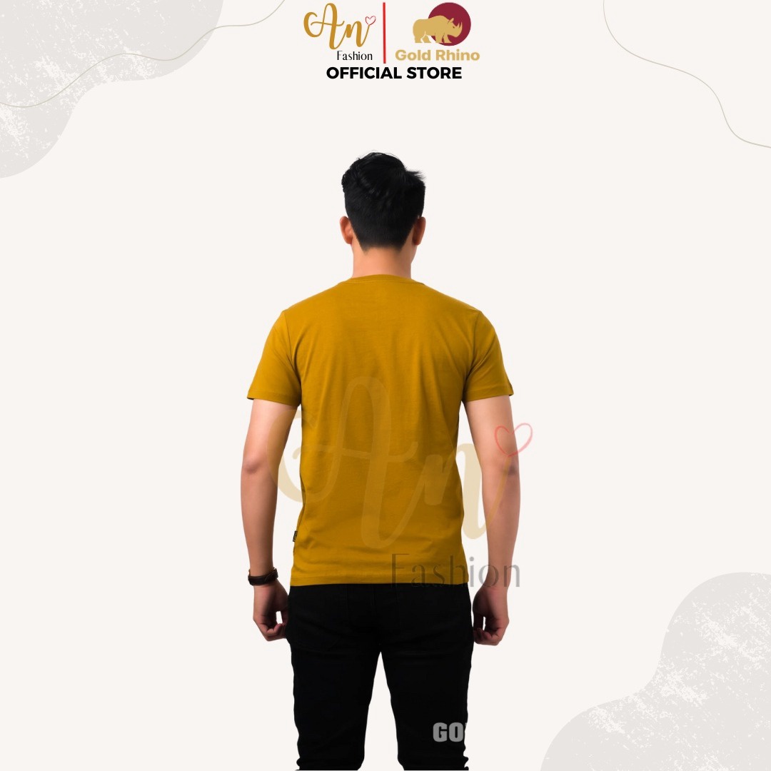 Alternative view of Áo Thun Nam Cổ Tròn Màu Vàng Đồng 100% Cotton Cao Cấp - Gold Rhino
