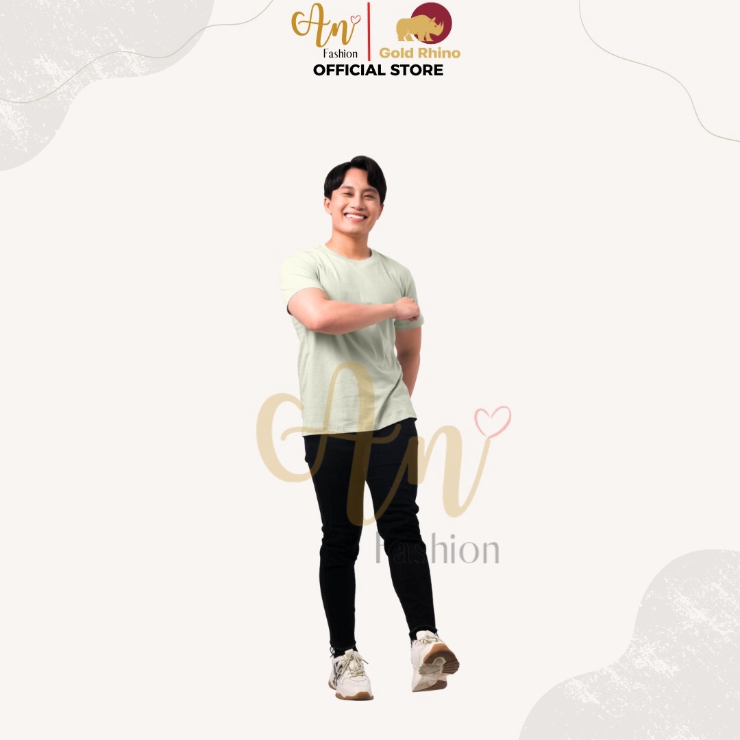 Áo Thun Nam Cổ Tròn Màu Bơ Sữa 100% Cotton Cao Cấp - Gold Rhino