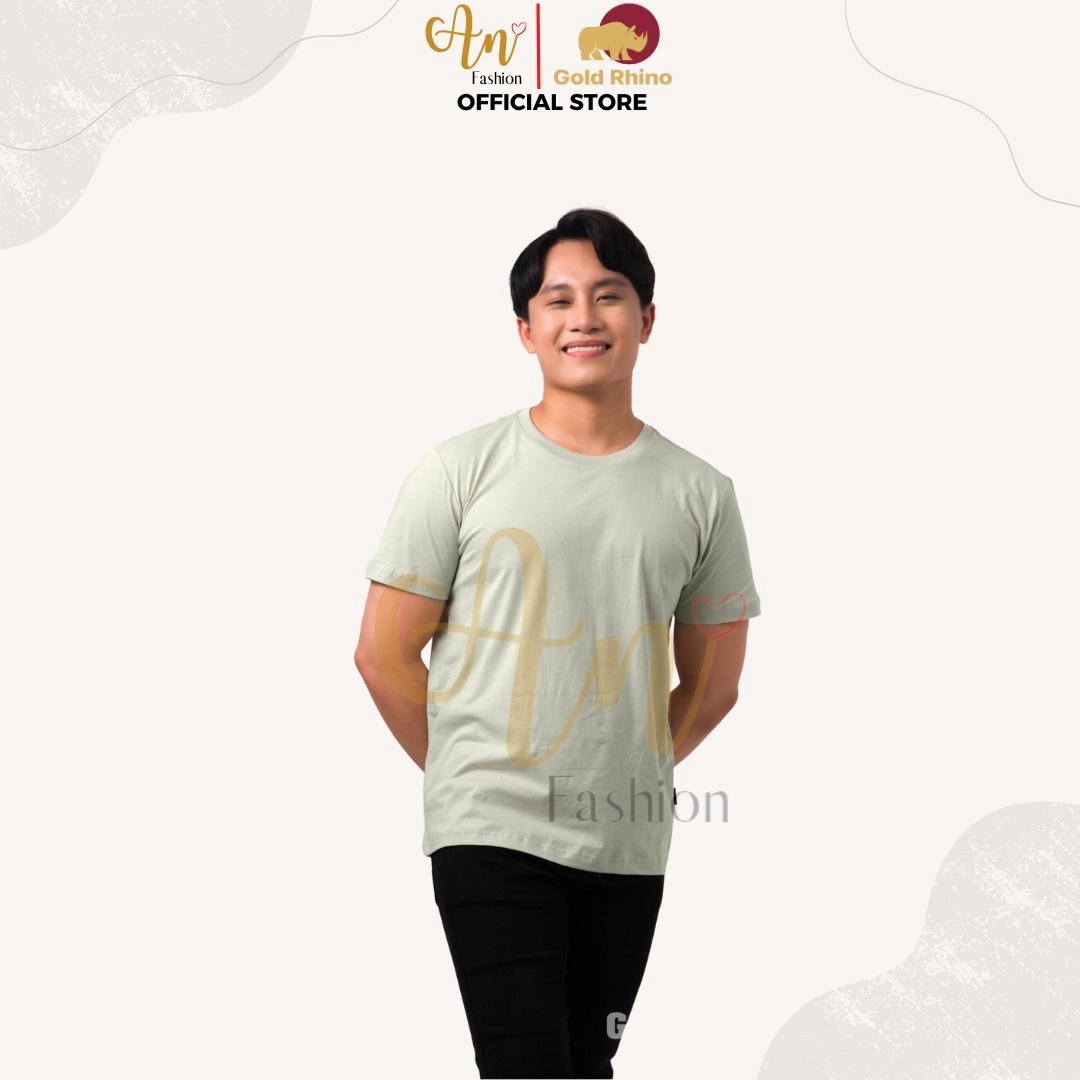 Alternative view of Áo Thun Nam Cổ Tròn Màu Bơ Sữa 100% Cotton Cao Cấp - Gold Rhino