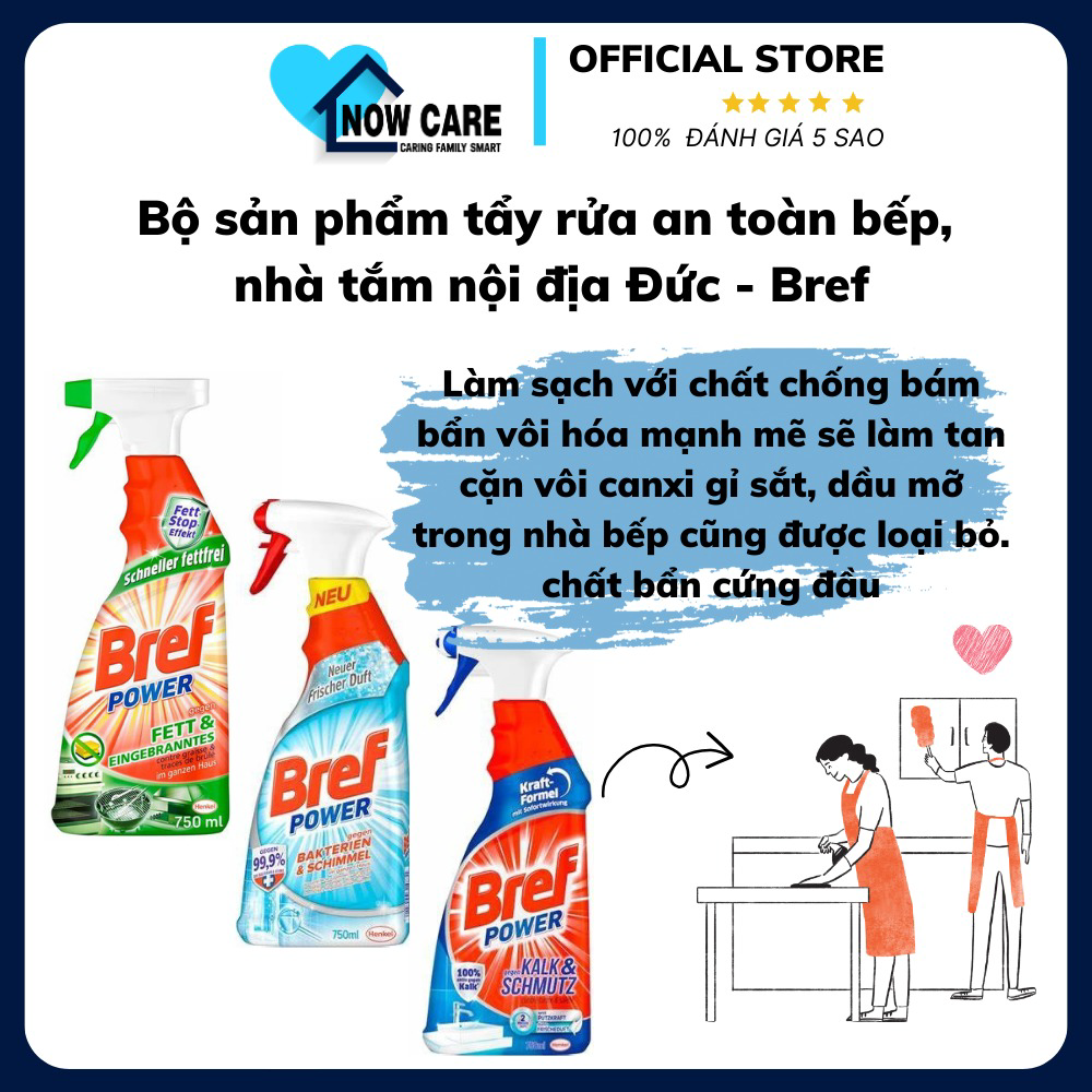 Bộ Sản Phẩm Tẩy Rửa An Toàn Bếp, Nhà Tắm Nội Địa Đức - Bref