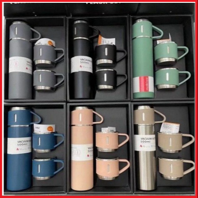 Alternative view of Bộ Bình Giữ Nhiệt Inox Kèm 2 Cốc Sang Trọng 500ml Vacuum Flask Ctb68 - Bechip