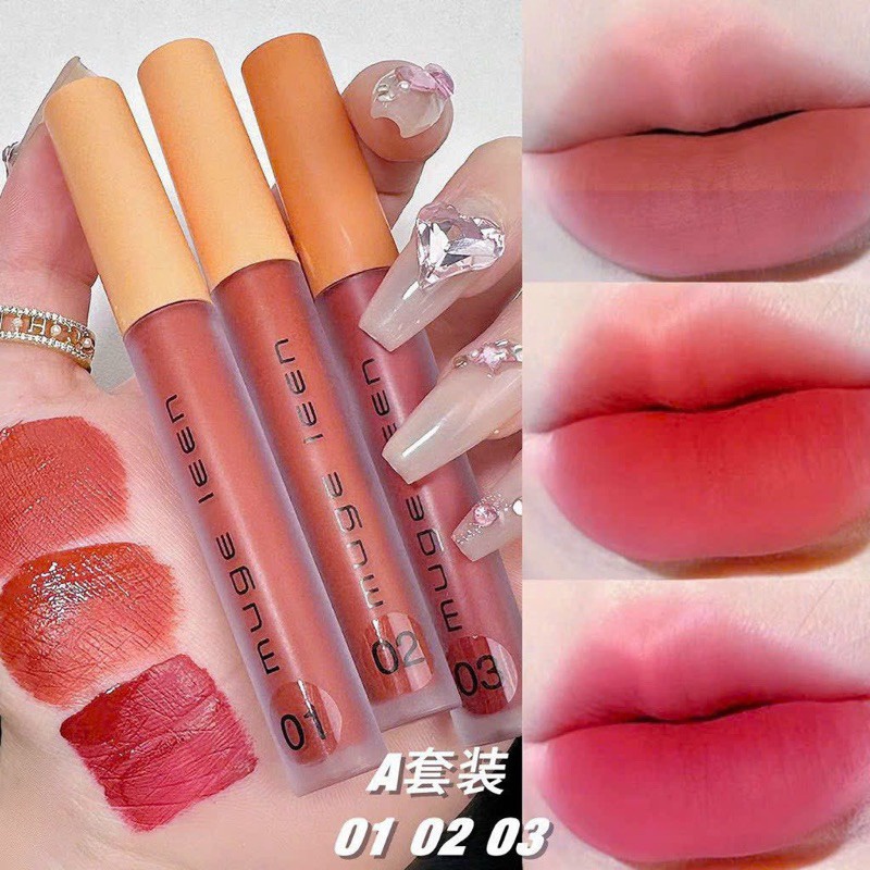 Alternative view of Son Kem Lì Set 3 Cây Muge Leen Fluffy Lip Glaze - Su