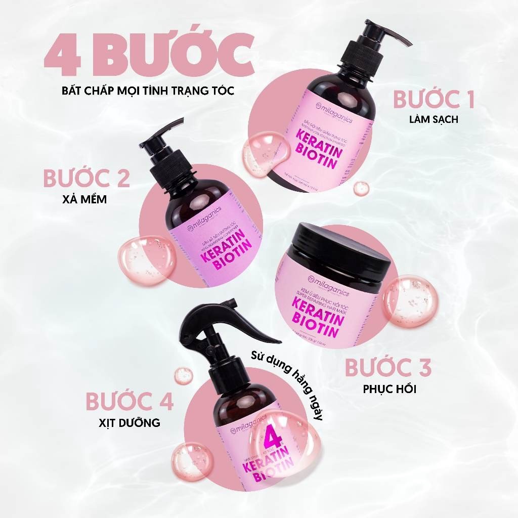 Alternative view of Dầu Xả Tóc Biotin & Keratin 4% Siêu Tăng Cường Mọc Tóc, Dưỡng Mềm, Ngừa Rụng 240ml-milaganics
