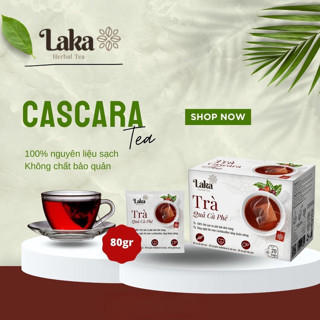 Trà Cà Phê Túi Lọc Cascara Laka Hộp 80gr 100% Quả Cà Phê Tươi Chín Mọng, Công Nghệ Enzyme Độc Quyền