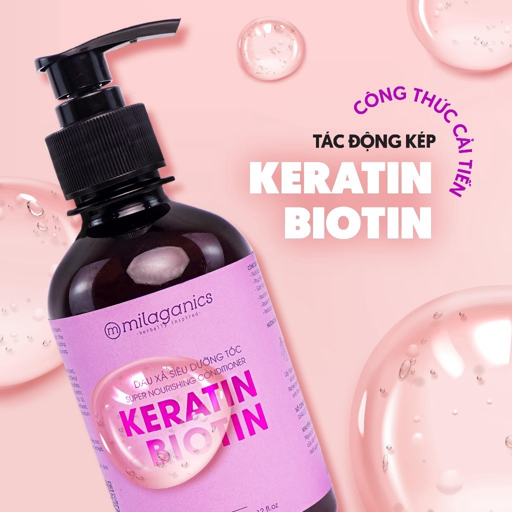 Alternative view of Combo Biotin & Keratin : Dầu Gội 240ml & Dầu Xả 240ml Tác Động Kép Siêu Tăng Cường Mọc Tóc Sau 2 Tuần - Milaganics