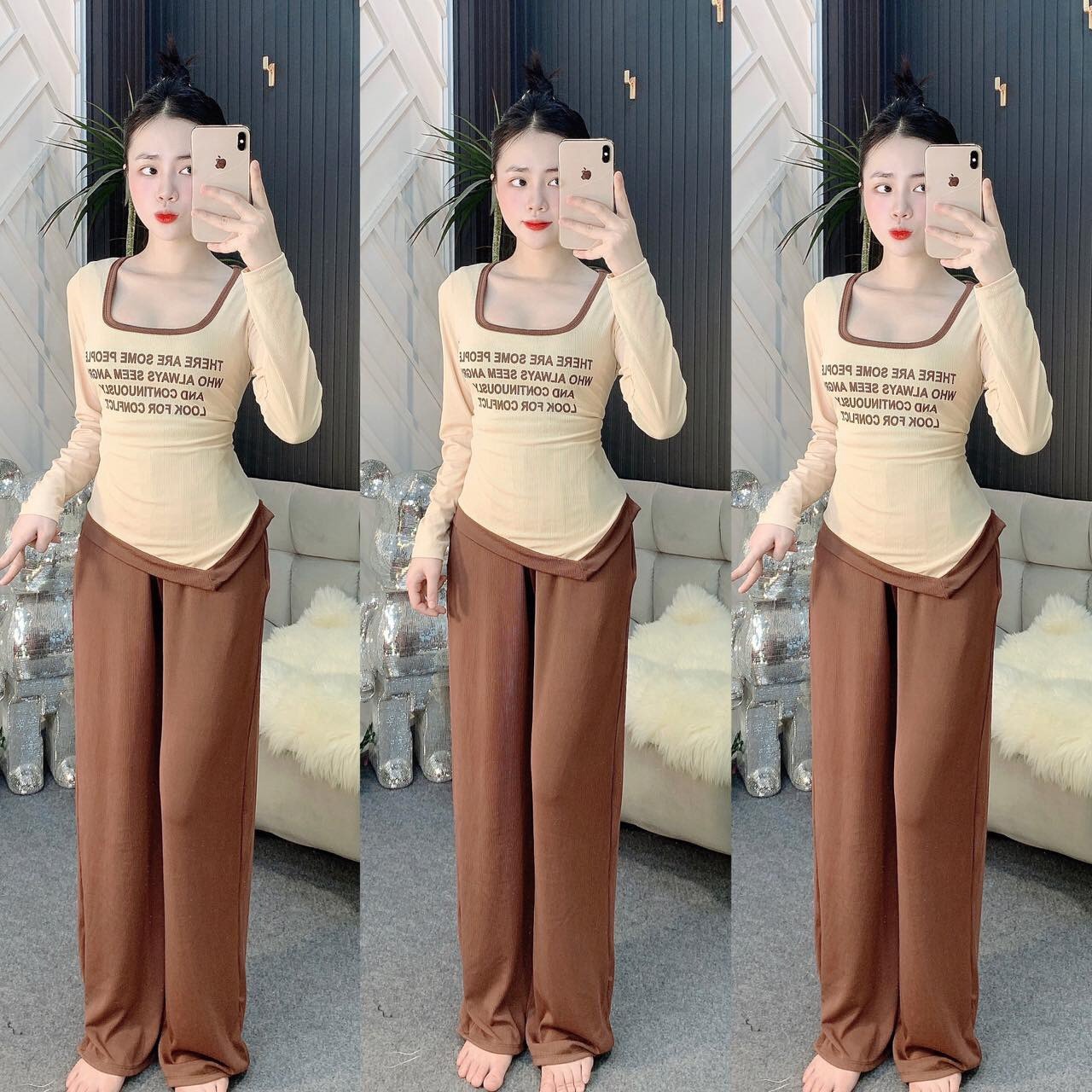 Set Bộ Đồ Nữ Thun Tăm Lạnh Phối Viền Bt857 - Nana House