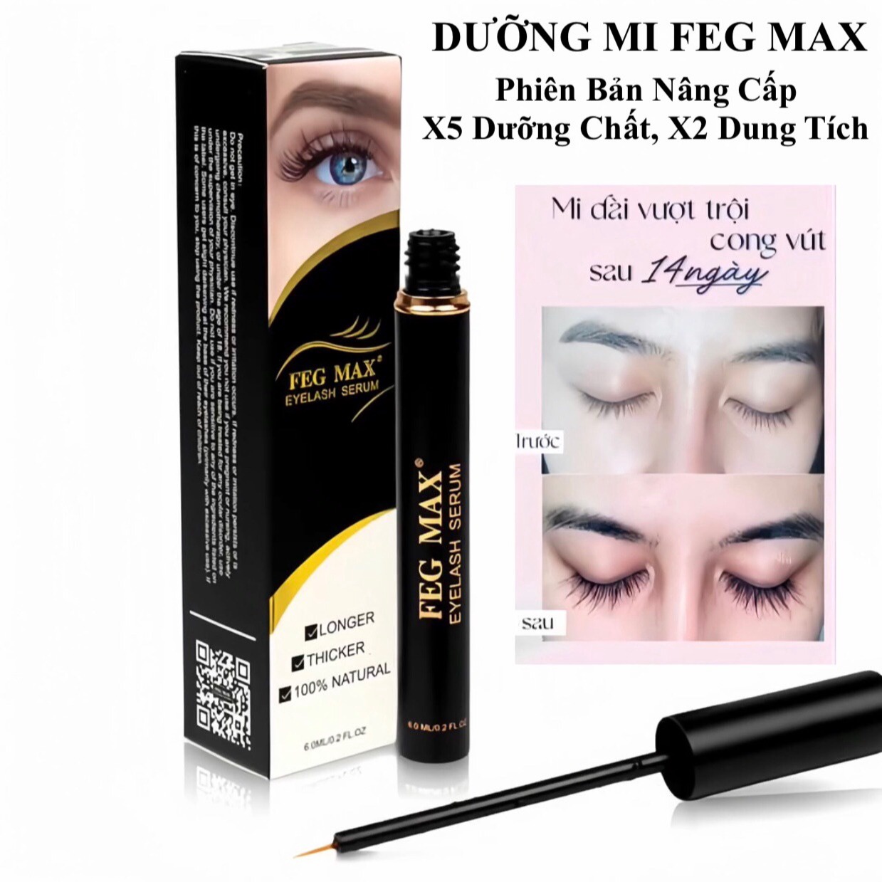 Dưỡng Mi Feg Max Ngày Đêm 2in1 - Bản Cải Tiến Mi Dài Và Dày Siêu Hiệu Quả - Mỹ Phẩm 24h