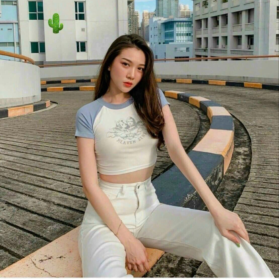 Áo Thun Nữ Croptop Cổ Tròn Tay Ngắn Heaven Sent - Ausa House