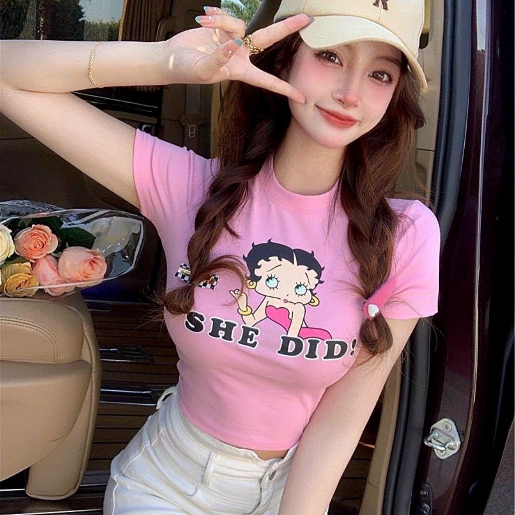 Áo Croptop She Did Tay Ngắn Cổ Tròn Ôm Body Gu344 - Sam Store
