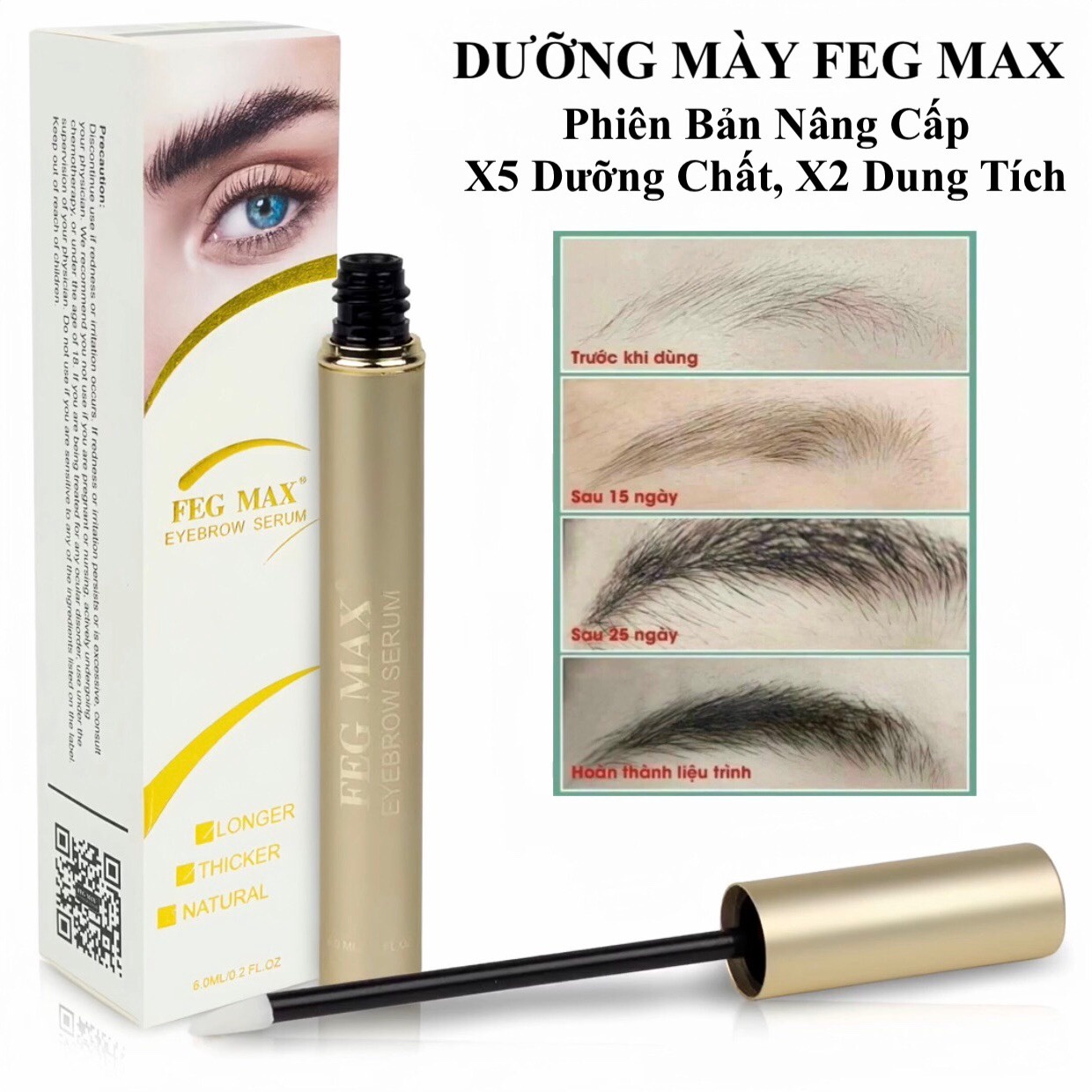 Dưỡng Mày Feg Max Bản Nâng Cấp - Mọc Lông Mày Dài Dày Cho Cả Nam Và Nữ - Mỹ Phẩm 24h