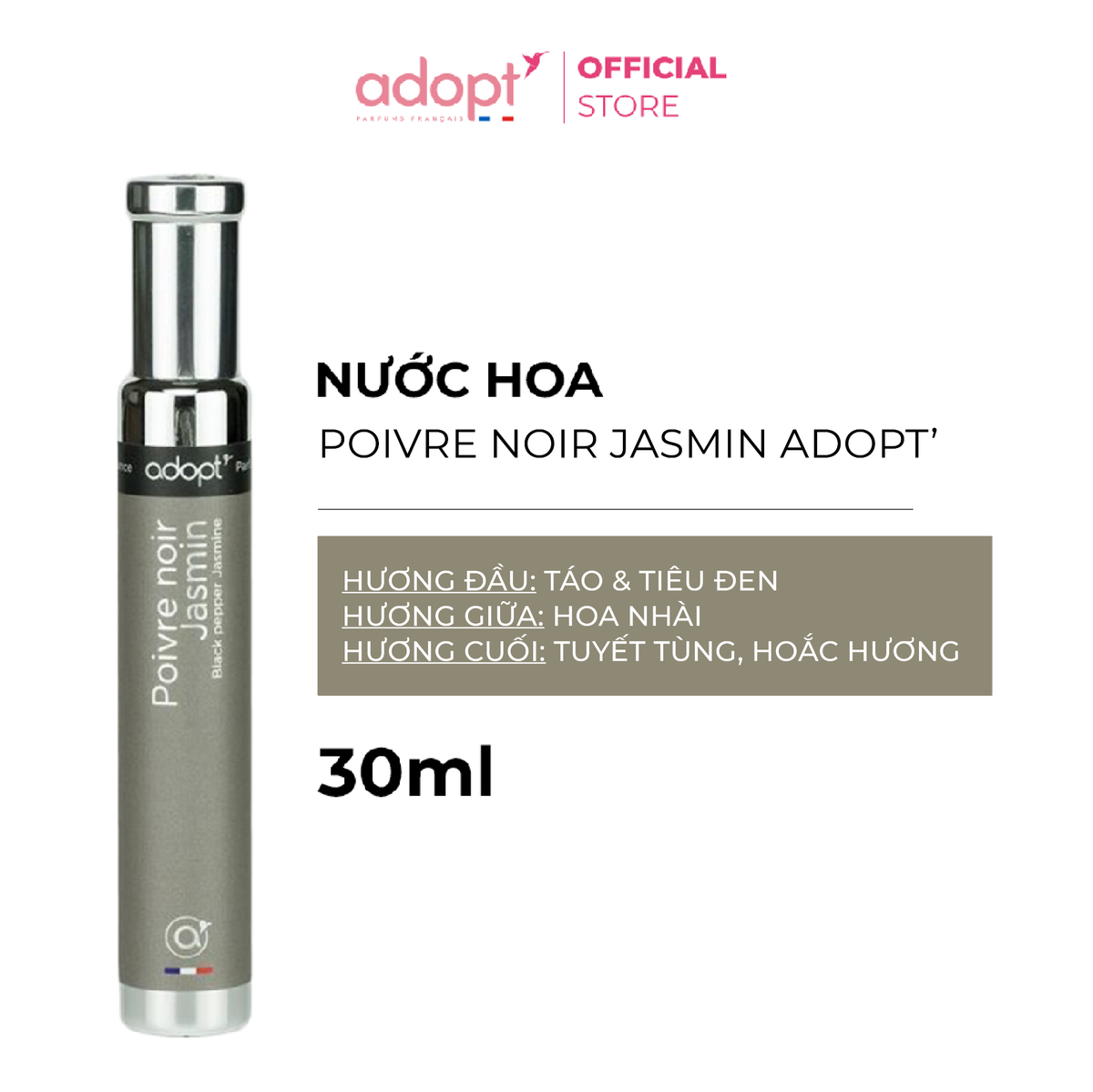 Nước Hoa Nam Poivre Noir Jasmin 30ml - Adopt'